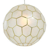 Creative Co-Op Gold Honeycomb Globe Pendant Light, Capiz White Seashells with...