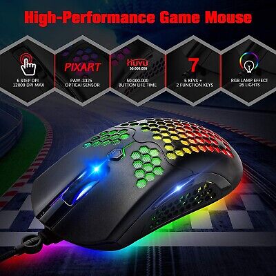 ZIYOUANG AK33 Gaming Keyboard,M5 Mouse,Rainbow LED Backlit Mechanical Keyboar...