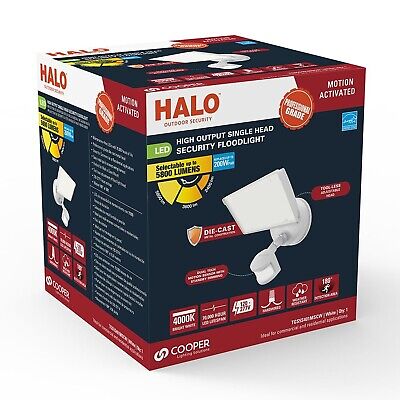 HALO TGS 27-Watt, White, Motion Activated, Outdoor Integrated LED Flood Light...