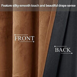 JIUZHEN Gold Brown Velvet Curtains 96 inches Blackout Curtains for Living Roo...