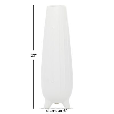 CosmoLiving by Cosmopolitan Ceramic Vase with Feet, 6" x 6" x 20", White