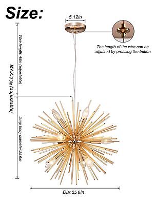 Modern Gold Sputnik Chandeliers Pendant Light fixtures for Kitchen Island Lig...