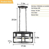 DLLT 3 Light Black Metal Industrial Chandelier, Kitchen Island Cage Lighting ...