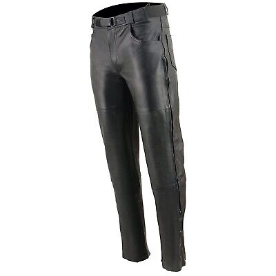 Milwaukee Leather SH1150 Men's Black Leather Motorcycle Over Pants with Jean ...