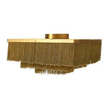 Creative Co-Op EC0917 13.75" Square Fringe Light Fixture Semi-Flush Mount, Gold