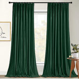 StangH Dark Green Pinch Pleated Velvet Curtains for Track System, Super Soft ...