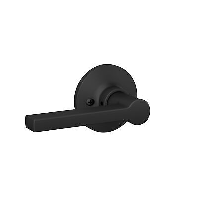 Straight Lever with Round Trim Hall and Closet Door Handle, Matte Black Finis...