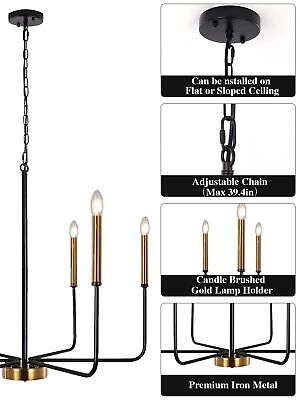 ETONIMERR Modern Farmhouse Chandelier Light Fixture Ceiling Hanging, 6-Light ...