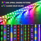 Nilight 2PCS 3FT Spiral RGB Led Whip Light w/RGB Chasing/Dancing Light RF Rem...