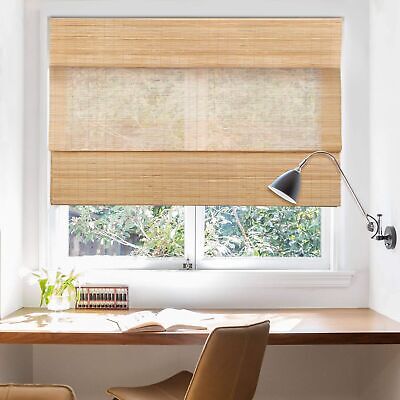 LazBlinds Cordless Bamboo Roman Shades, Light Filtering Window Treatment, Rol...