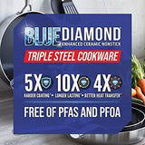 Blue Diamond Cookware Tri-Ply 11 Piece Pots and Pans Set, Silver