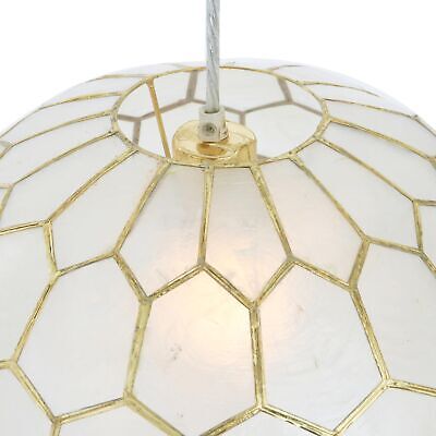 Creative Co-Op Gold Honeycomb Globe Pendant Light, Capiz White Seashells with...