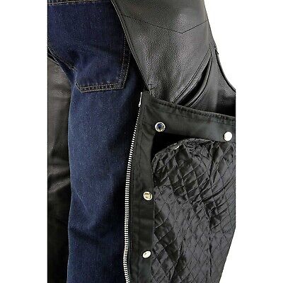 Milwaukee Leather Chaps for Men's Black Naked Leather Snap Out Thermal Lined ...