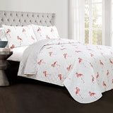 Lush Decor Kelly Flamingo Quilt Reversible 3 Piece Bedding Set with Pillow Sh...