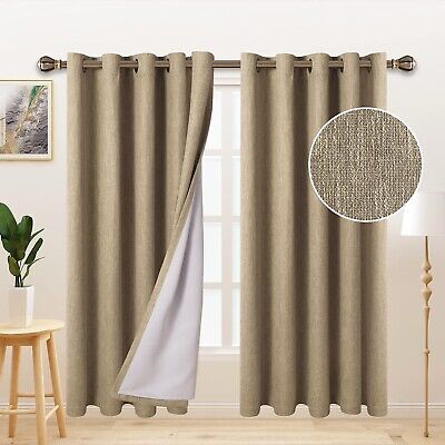 LORDTEX Linen Look Textured Blackout Curtains with Thermal Insulated Liner - ...