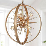 classy leaves Gold Chandelier, 6-Light Modern Globe Chandelier, Starburst Gol...