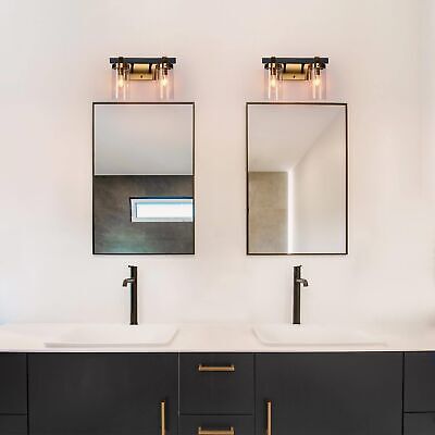 ZEVNI Black Gold Bathroom Vanity Light, 2-Light Bathroom Light Fixtures over ...