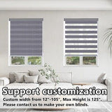 Persilux Blackout Zebra Blinds (26" W X 72" H, Dark Grey) Dual Layer Sheer Ro...