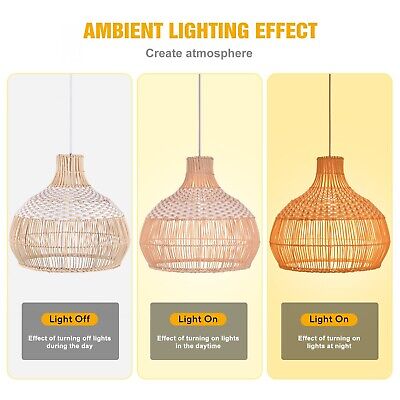 1 Light Rattan Pendant Light Fixture Ceiling Lights Chandelier Handwoven Pend...