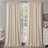 BGment Cream Beige Velvet Curtains 96 Inch for Bedroom, Thick Thermal Insulat...