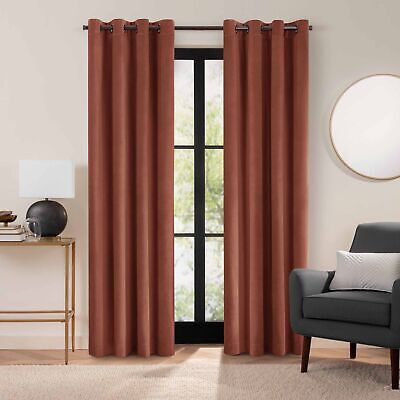 Eclipse Luxury Cotton Velvet 100% Blackout Grommet 108" x 50" Curtain Window ...