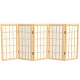 2 ft. Short Desktop Window Pane Shoji Screen - Natural - 5 Panels 5 Panel