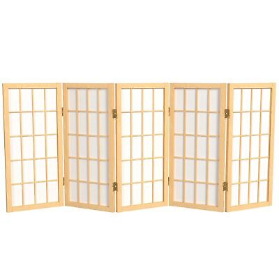 2 ft. Short Desktop Window Pane Shoji Screen - Natural - 5 Panels 5 Panel