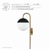 Modway Stellar 1-Light Wall Sconce in Opal Satin Brass 7 x 9.5 x 20 Brown