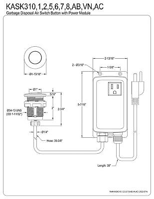 Kingston Brass KASK317 Trimscape Single Outlet Garbage Disposal Air Switch Ki...