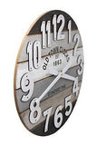 24" Wooden Multi-Color Maritime Coastal Beach Large Number Wall Clock (Gray, ...