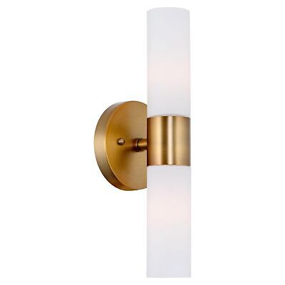 Kira Home Duo 14" Modern Wall Sconce with Frosted Glass Shades, for Bathroom/...