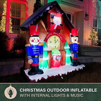 Fraser Hill Farm 6-Ft. Tall Santa Nutcracker Cuckoo Clock Blow Up Inflatable ...