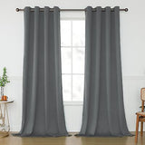 KEQIAOSUOCAI Medium Gray Blackout Curtains Drapes 108 Inch Length for Bedroom...