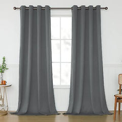 KEQIAOSUOCAI Medium Gray Blackout Curtains Drapes 108 Inch Length for Bedroom...