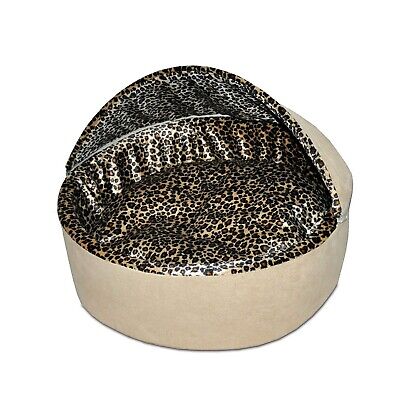 K&H Pet Products Thermo-Kitty Bed Deluxe Indoor Heated Cat Bed Tan/Leopard La...