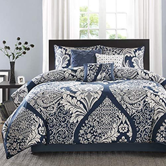 Madison Park Vienna Sateen Cotton Comforter Set, Queen, Indigo