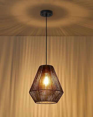 ELYONA Modern Woven Pendant Light Fixtures 11.8" Farmhouse Coastal Hanging La...