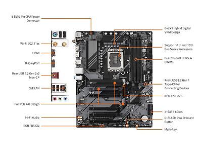 GIGABYTE B760 DS3H AC (rev. 1.0/1.1) LGA 1700 Intel B760 ATX Motherboard with...