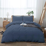 Steel Blue Duvet Cover Set King Size - Soft Long Staple Cotton Sateen Weave 3...