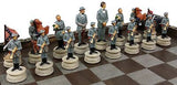 HPL American US Civil Generals War North vs South Chess Set W/ 17" Castle Board