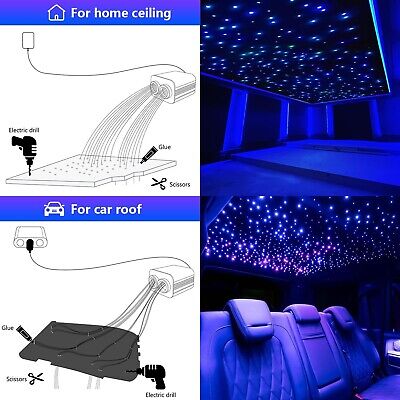 AMKI Twinkle 16w Fiber Optic Star Ceiling Light kit, 550pcs 0.03in 13.1ft Str...