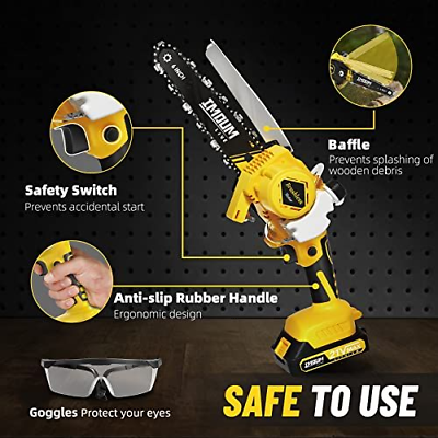 Mini Chainsaw Cordless 6'' with 2×21V Battery, IMOUMLIVE 6 inch, Yellow