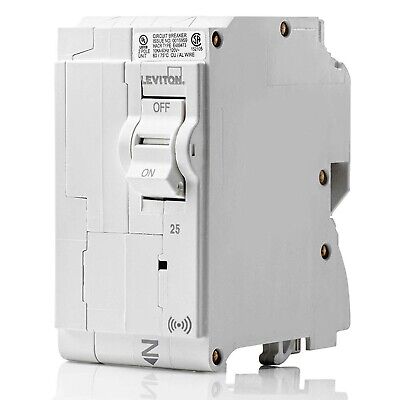 Leviton LB225-S 25A 2-Pole Plug-On Smart Standard Branch Circuit Breaker, Hyd...