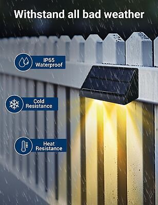 12 Pack Solar Powered Fence Lights Outdoor Wall Mount LED Decorative Waterpro...