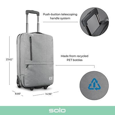 Solo New York Re:treat Carry-On 22" 2-Wheel Upright, Made from Recycled Mater...