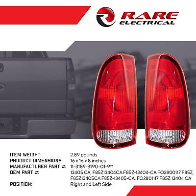 RAREELECTRICAL New Tail Light Pair Compatible With Ford F-150 F-250 1997-2004...