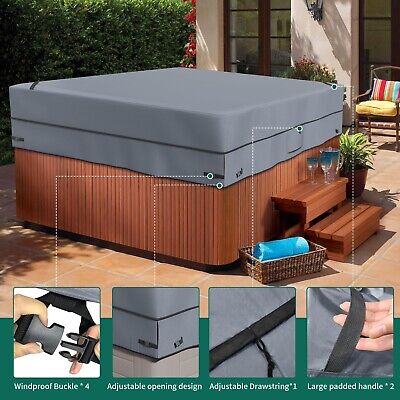 AKEfit Waterproof Hot Tub Cover,Heavy Duty 600D Waterproof Oxford Material SP...