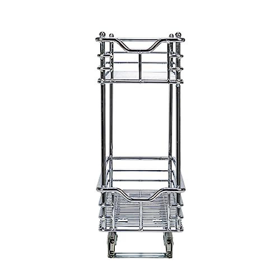 Household Essentials Narrow Sliding Cabinet Organizer, Two Tier 7", Chrome