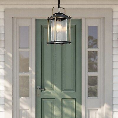 Outdoor Hanging Porch Light Waterproof Black and Gold Outdoor Pendant Lights ...