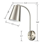 DANSEER Modern Plug in Wall Sconce with Cord Set of 2 Brushed Nickel Wall Light